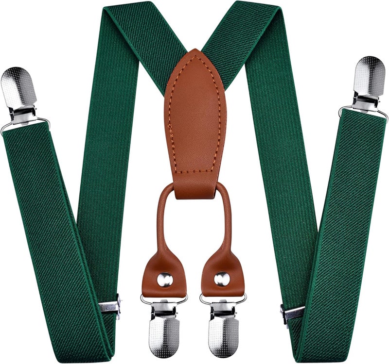 Branduce Solid Color Baby Boy Suspender with 4 Strong Clips Adjustable Kids Y Back Suspenders - Image 1